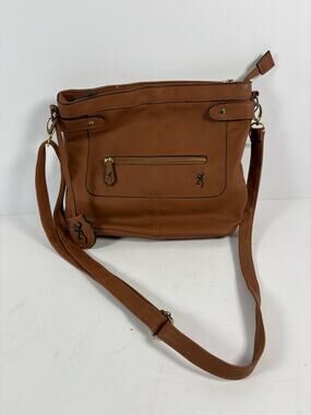 Browning Concealed Carry Purse Brown Crossbody Shoulder Bag Locking Zips Holster